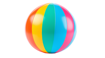 Colorful Beach Ball. Isolated on Transparent background.
