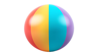 Colorful Beach Ball. Isolated on Transparent background.