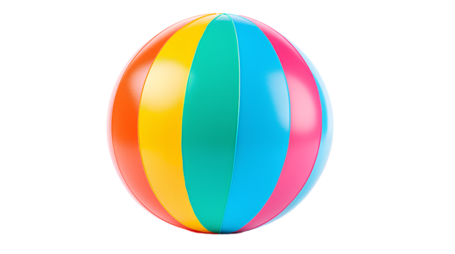 Colorful Beach Ball. Isolated on Transparent background.