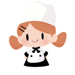 Cartoon cute little girl chef