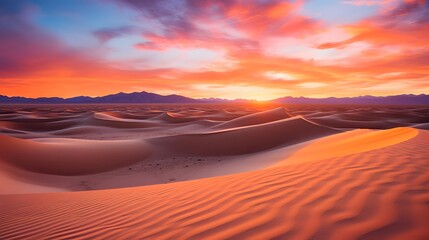 Fototapeta na wymiar sand dunes panorama at sunset in the desert, beautiful landscape