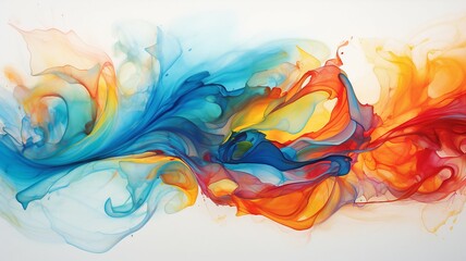 Abstract Watercolor Art, Swirling Paint Strokes