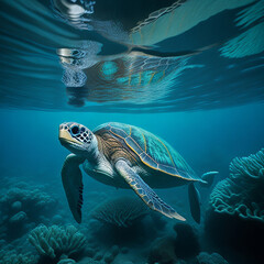 Fototapeta premium Sea Turtle Photography, generative ai
