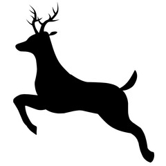 Jumping reindeer icon vector for winter event. Jumping reindeer silhouette in the cold season. Reindeer silhouette for icon, symbol, winter or Christmas decoration