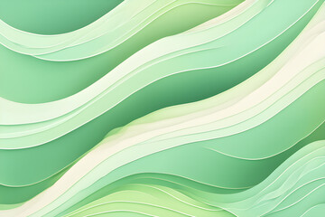 Abstract watercolor paint background illustration web design - Soft green pastel color waves Generative AI