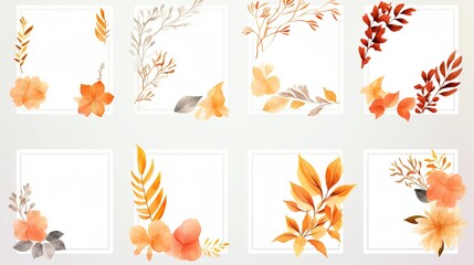 Fototapeta na wymiar Autumn postcards with leaves, text frame. Generative AI