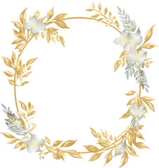 Fototapeta na wymiar Watercolor flowers frame for wedding genrerative AI