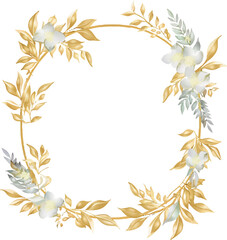 Obraz premium Watercolor flowers frame for wedding genrerative AI