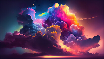 Colorful cloud dreams and colorful sky with natural beautiful background, Ai generated image - obrazy, fototapety, plakaty