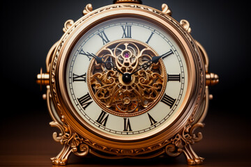 Close-up of antique New Years Eve clock isolated on a gradient background 