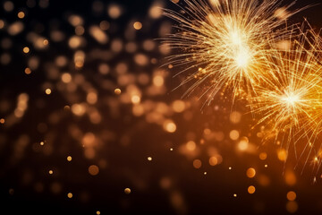 Close-up of New Years Eve fireworks sparkles isolated on a gradient background  - obrazy, fototapety, plakaty