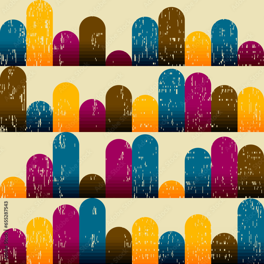 Poster geometric abstract pattern. geometric vintage risograph style. vector image.