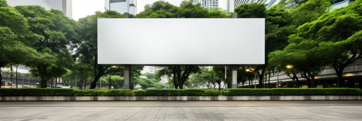 Empty signboard for advertising, billboard with space for mockup information, billboard on city streets banner - obrazy, fototapety, plakaty