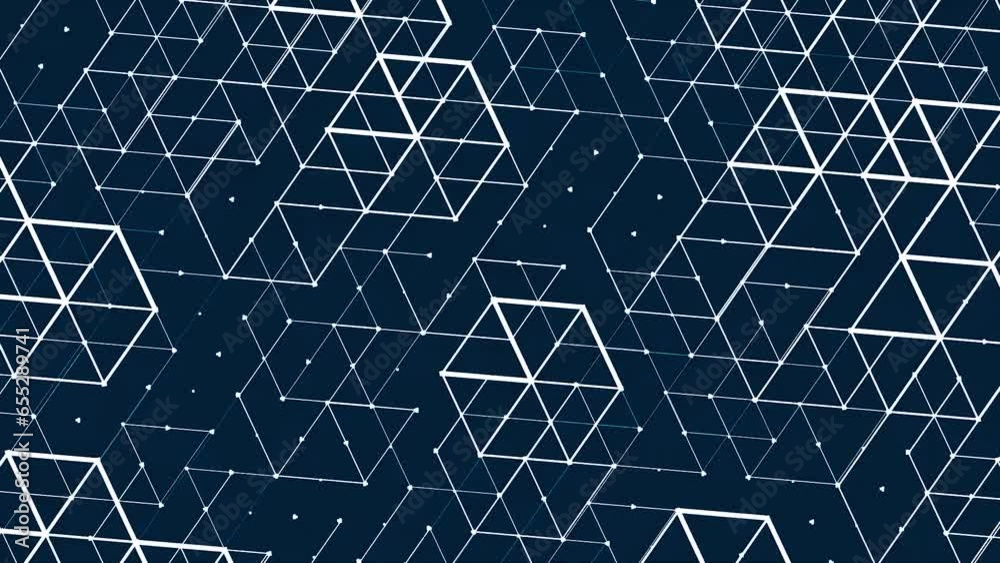 Poster figures made of lines and dots. innovation and technology. abstract deep blue background. rendering 