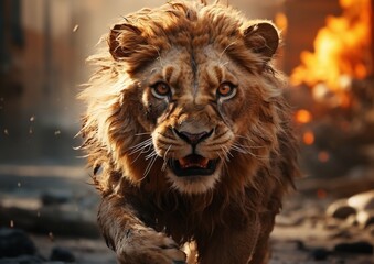 Naklejka premium Portrait of a wild lion