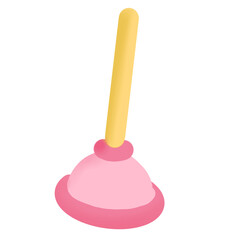 Pink Toilet Plunger Equipment Icon Graphic Clipart Cartoon, Sanitary Ware, Cleaning Household Equipment