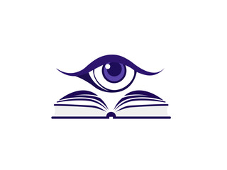 Vector illustration of an outline eye over a book