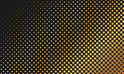 Halftone faded gradient texture. Grunge halftone grit background. Golden and black sand noise wallpaper. Retro pixilated vector backdrop. Vintage retro style. 90s style background, nostalgia pattern