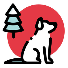A Dog in Christmas Day, tree Christmas,pet in Christmas Day, new year festival, decorations for celebration,