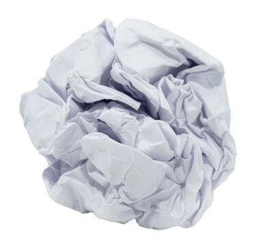 Crumpled wad of paper on a white background. Piece of curled paper