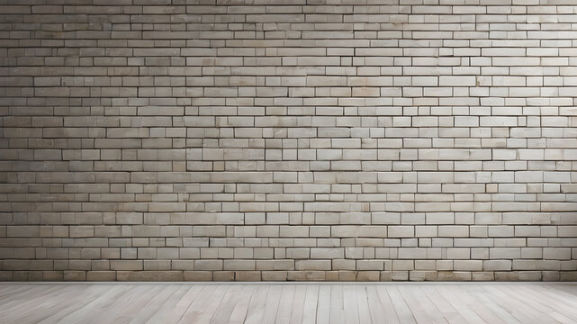 White brick wall and wood floor