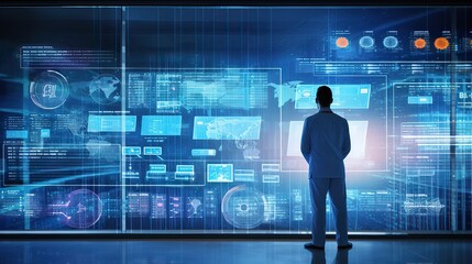 Healthcare Informatics, Futuristic Background for Medical Data Insights.