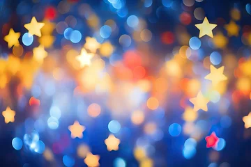 Foto op Canvas Abstract star bokeh background. Glittering shine lights. Christmas decorations, xmas holiday festival backdrop © ratatosk