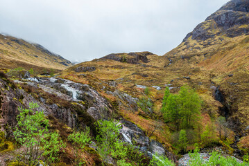Fototapeta na wymiar landscape inside the Glencoe area, highlands, Scotland