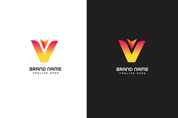 V letter modern logo 