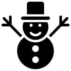 snowman with hat  line art vector icon 