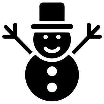 recommend clip art: snowman with hat  line art vector icon 