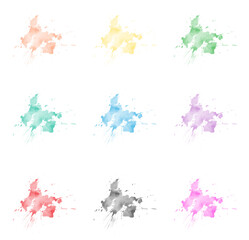 A set of colored blots, brushstroke. Template for creative design, creativity and creative idea