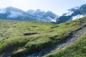 Fototapeta na wymiar Lünersee Berglandschaft mit türkisem Bergsee in den Alpen im Vorarlberg Österreich Europa
