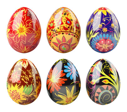 Easter Egg Set Isolated on Transparent Background
