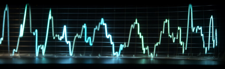 Cardiogram on a monitor screen with glare. AI Generated