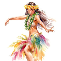 hawaian girl dancing hula Generative AI