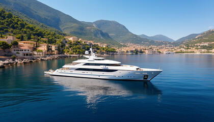 Obraz premium A view from a luxury yacht on the crystal clear seas of the Blue Lagoon