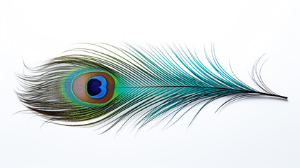 Peacock feather plume isolated on white