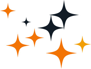 Halloween Sparkles Decoration Cute Stars in Vibrant Black and Orange