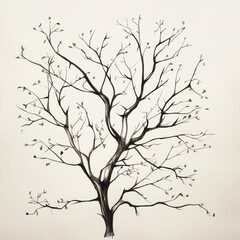 minimalist lineart drawing of a tree Generative AI