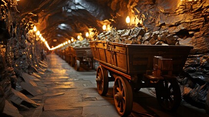 Mining equipment in a tunnel.