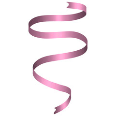 Curly Pink ribbon with transparent background.