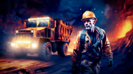 Latin American copper underground mining worker portrait	