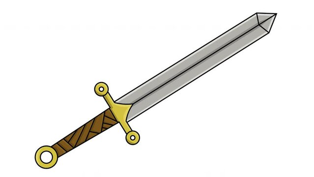 animated video of forming a sword on a white background