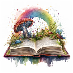fantasy book rainbow mushroom Generative AI