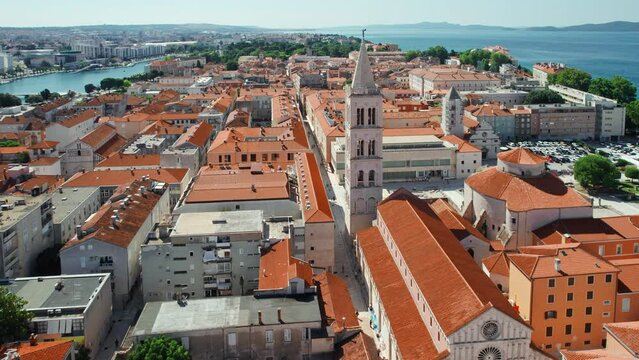 Aerial view of the Zadar town in Dalmatia region of Croatia.
