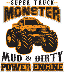 Monster Truck T-Shirt Design with vector monster truck © MdMamun