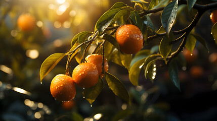 orange fruit tree - obrazy, fototapety, plakaty