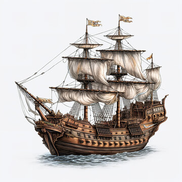 galeon ship on the sea Generative AI