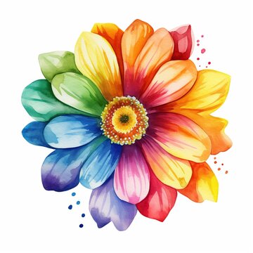 Bright colorful watercolor flower, abstract plant, clipart on a white background